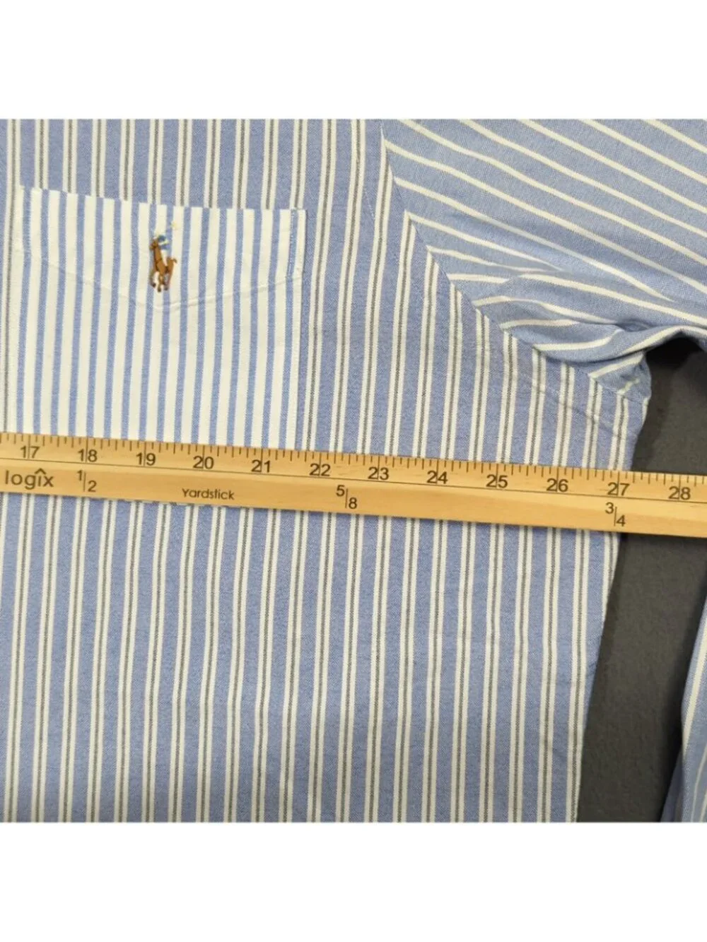 Polo Ralph Lauren Shirt Men's XXL Blue Classic Fit Striped Oxford Fun Shirt OCBD